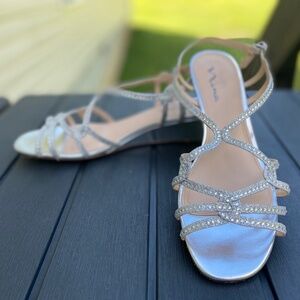 Nina Women's Silver Wedge Dress Shoes